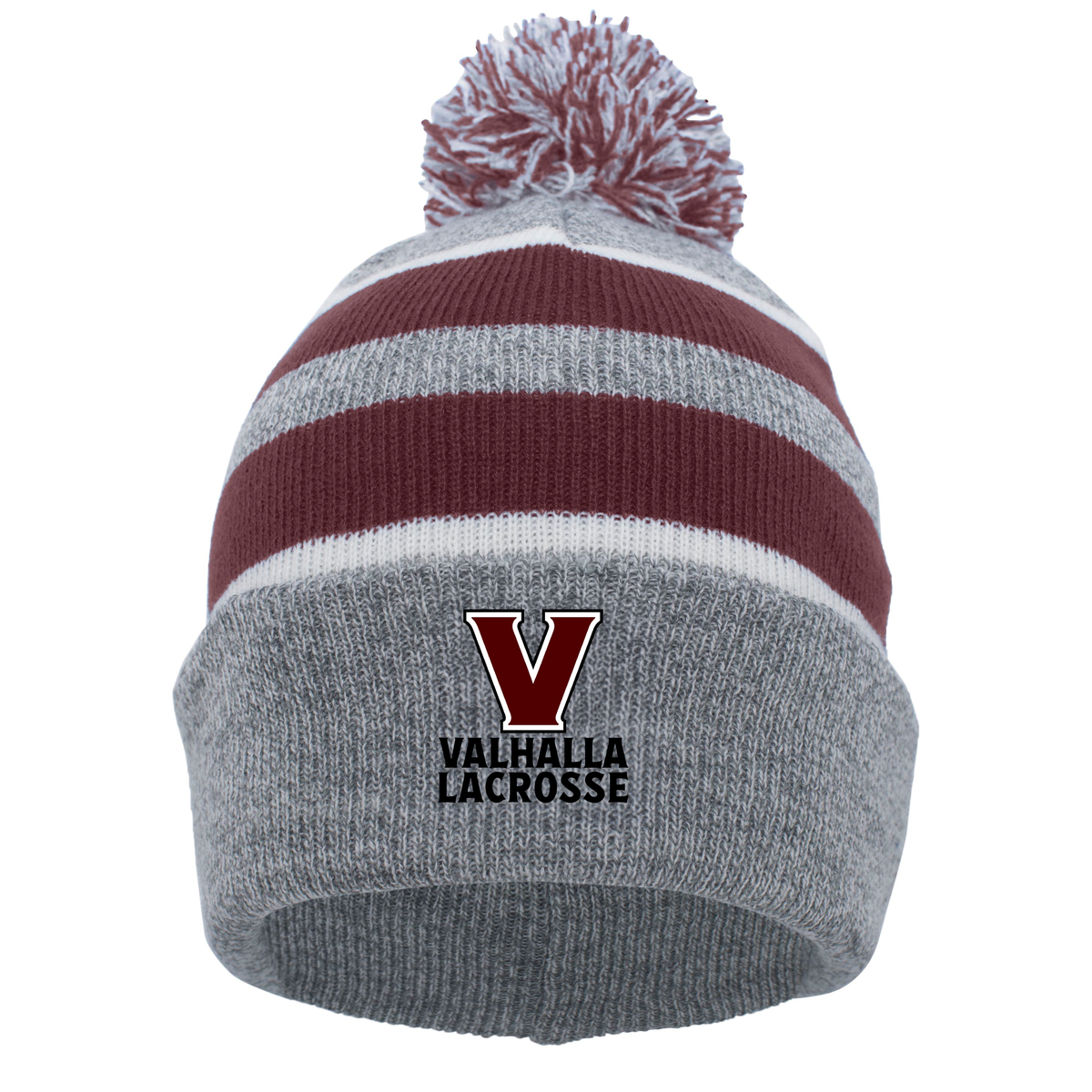 Valhalla Vikings Lacrosse Knit Fold Over Pom Pom Beanie