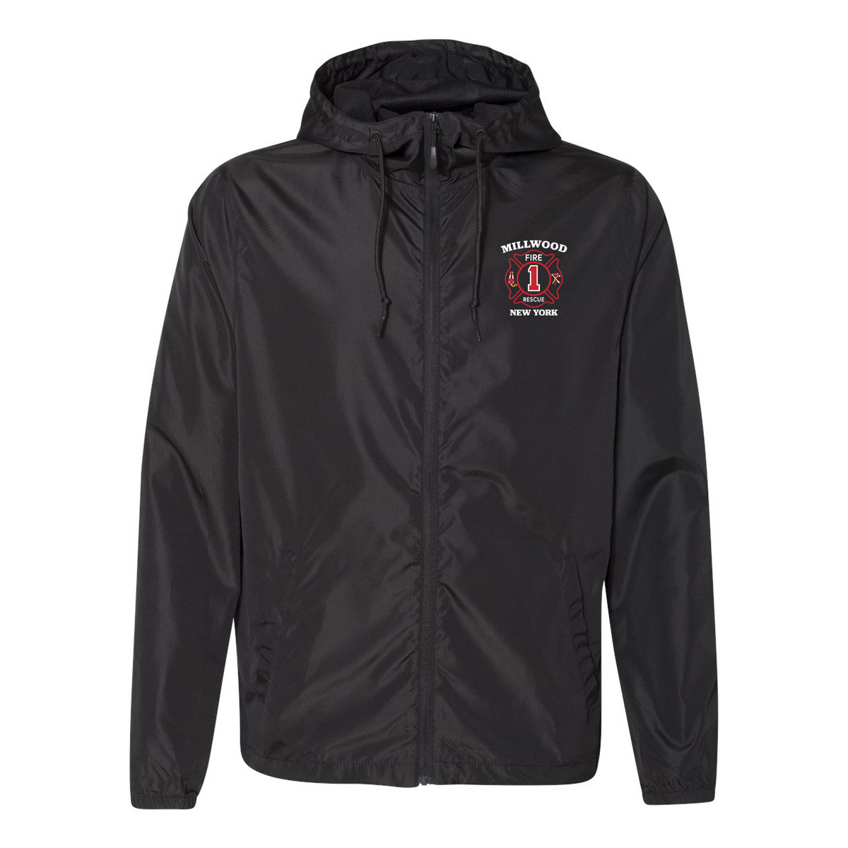 Millwood Fire Company Independent Trading Co.Unisex Lightweight Windbreaker Full-Zip Jacket