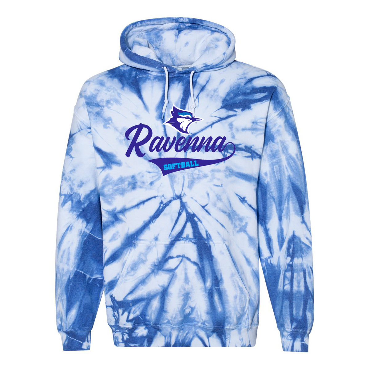 Ravenna Softball Blended Hooded Tie-Dyed Sweatshirt