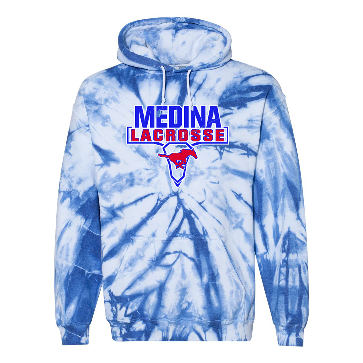 Medina Mustangs Lacrosse Blended Hooded Tie-Dyed Sweatshirt