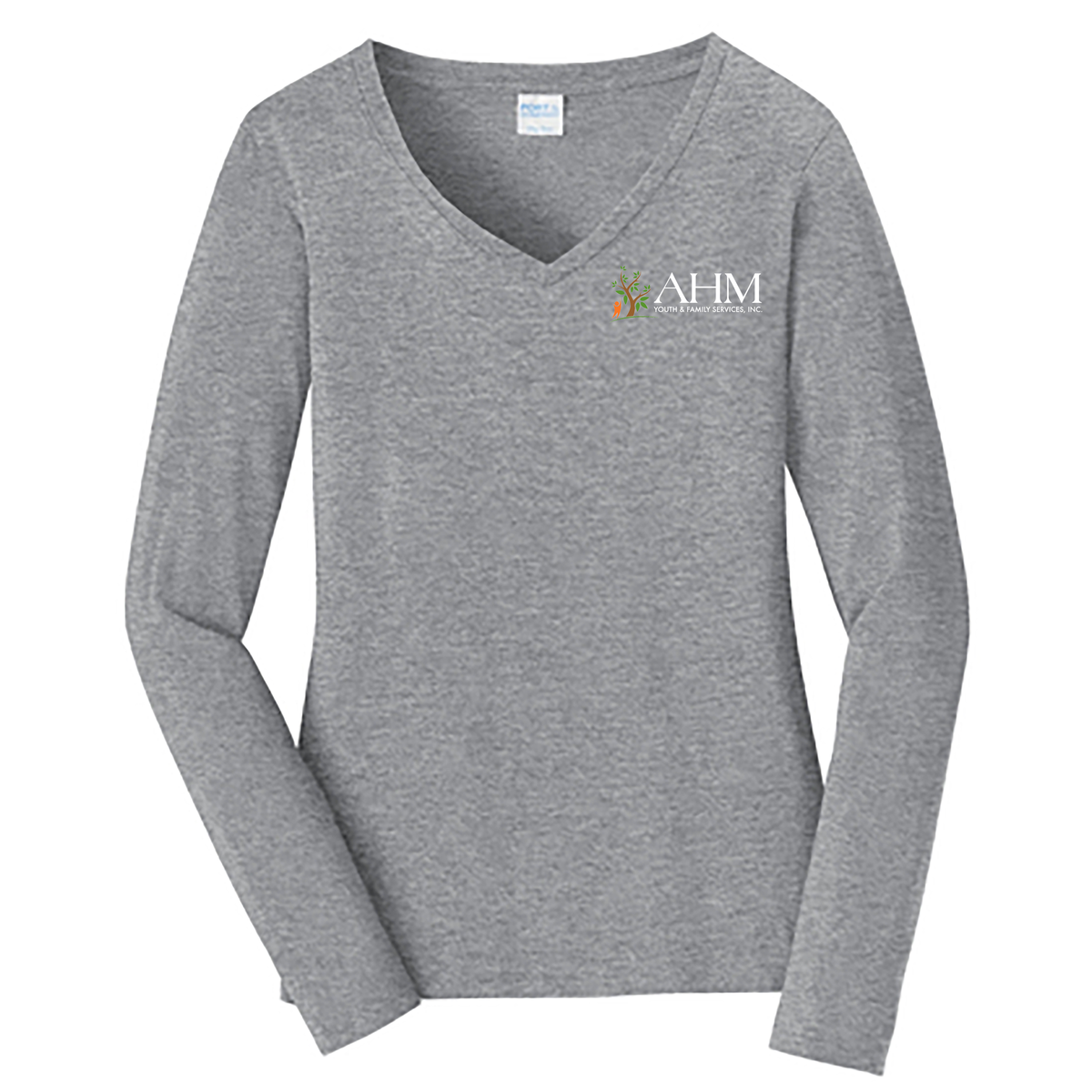 AHM Youth & Family Services Ladies Long Sleeve Fan Favorite V-Neck Tee