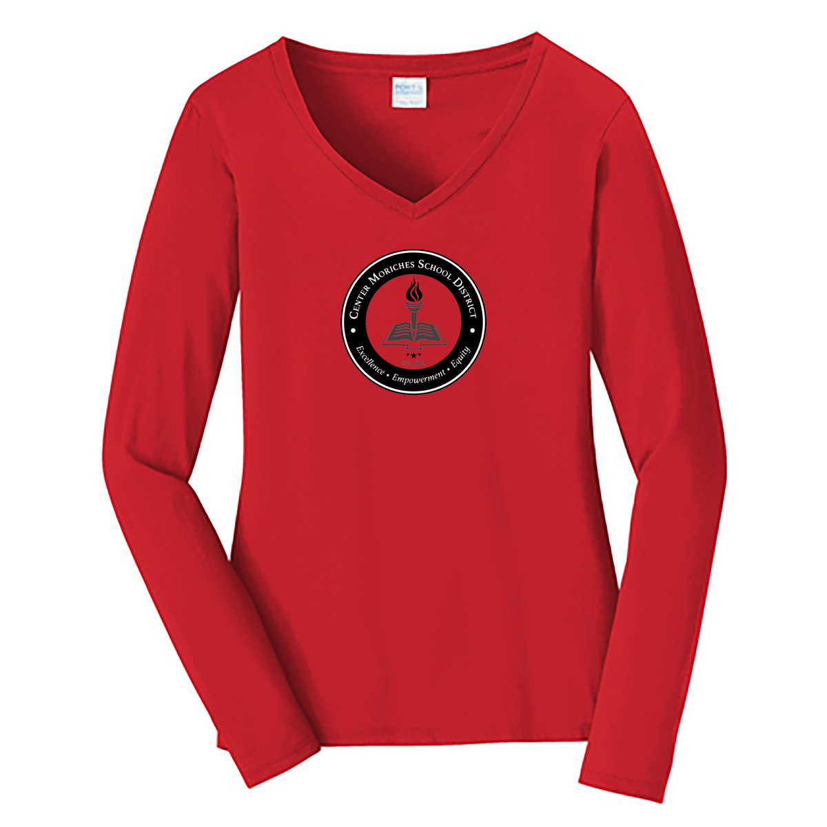 Center Moriches School District Ladies Long Sleeve Fan Favorite V-Neck Tee