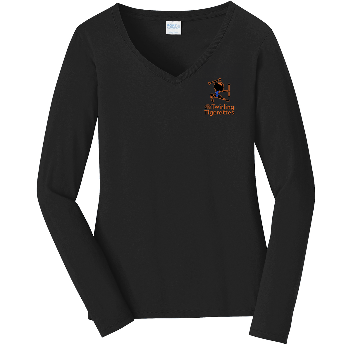 Twirling Tigerettes Ladies Long Sleeve Fan Favorite V-Neck Tee