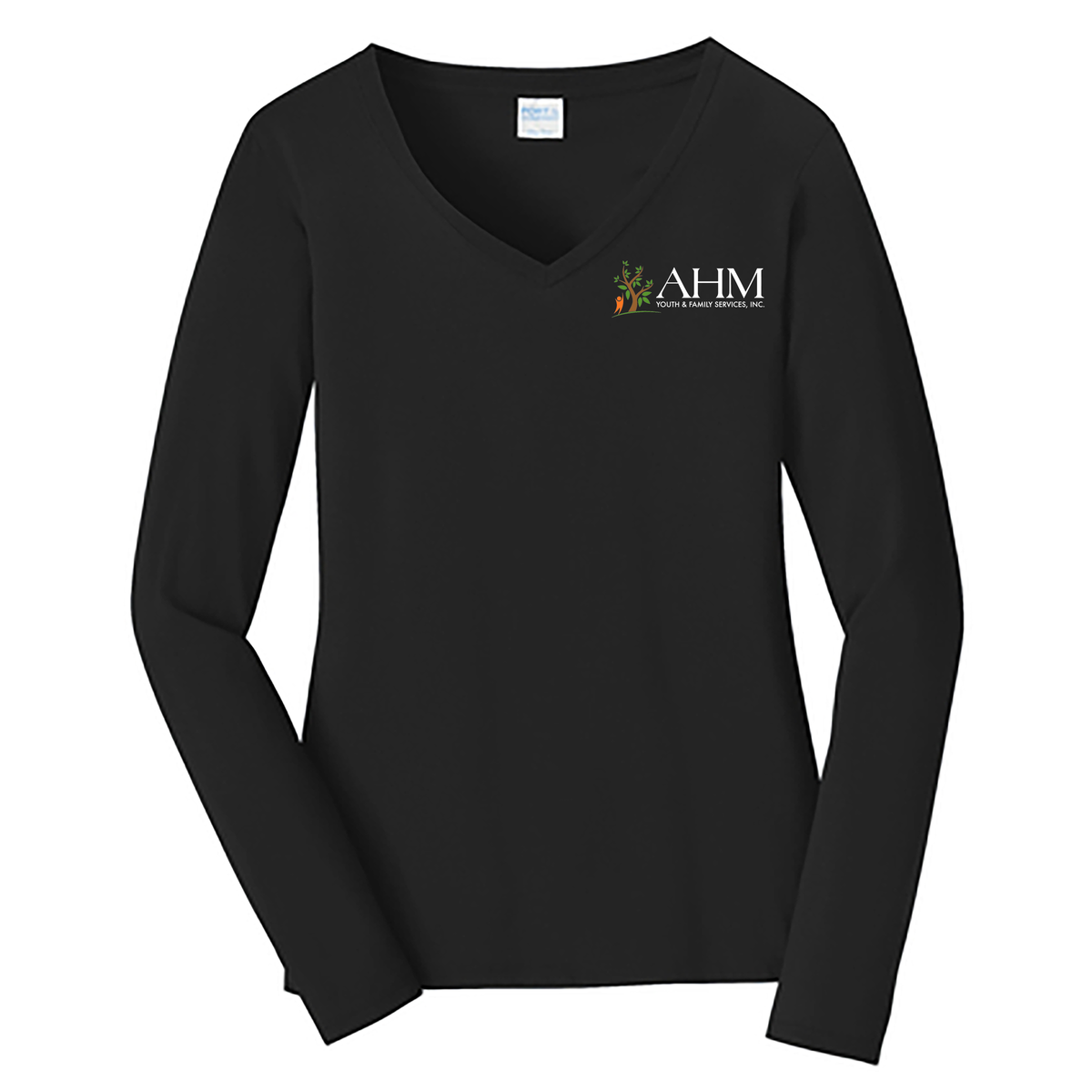 AHM Youth & Family Services Ladies Long Sleeve Fan Favorite V-Neck Tee