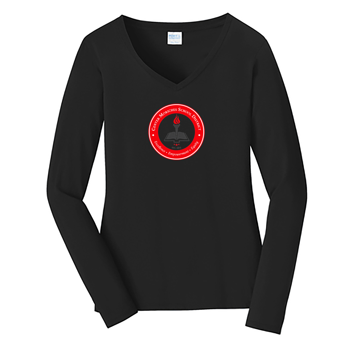 Center Moriches School District Ladies Long Sleeve Fan Favorite V-Neck Tee