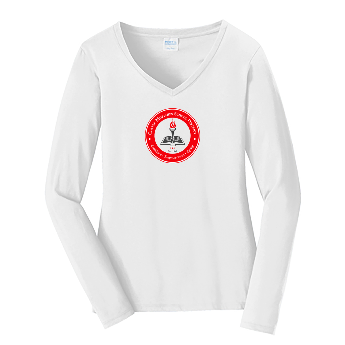 Center Moriches School District Ladies Long Sleeve Fan Favorite V-Neck Tee