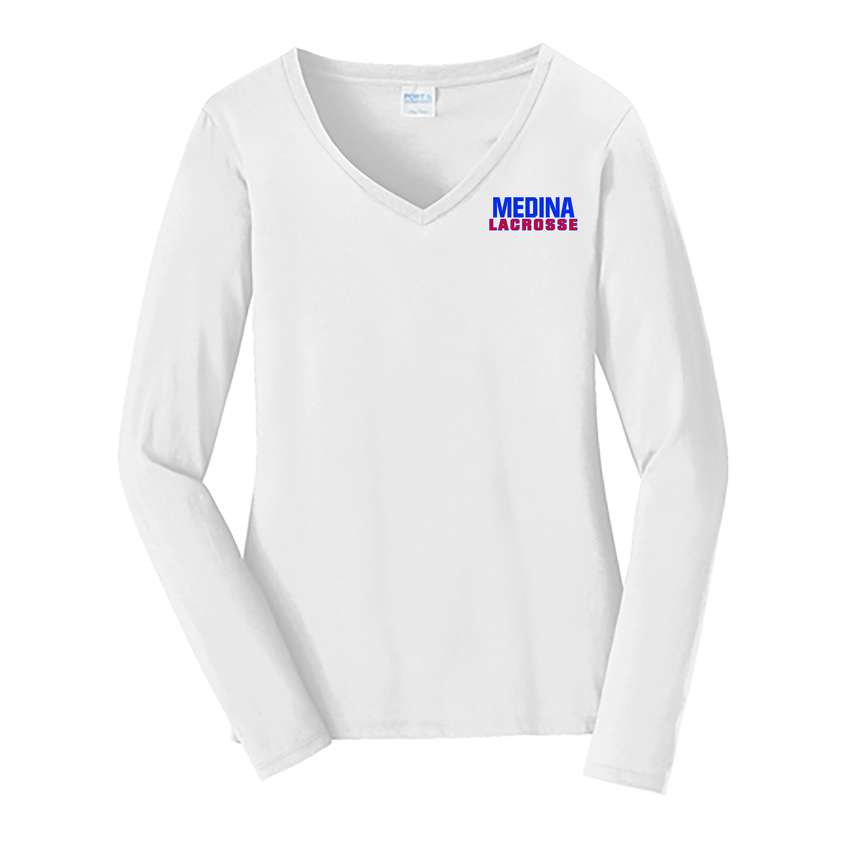 Medina Mustangs Lacrosse Ladies Long Sleeve Fan Favorite V-Neck Tee