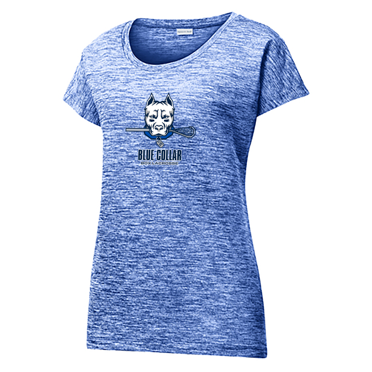 Blue Collar Box Lacrosse Ladies Electric Heather Tee