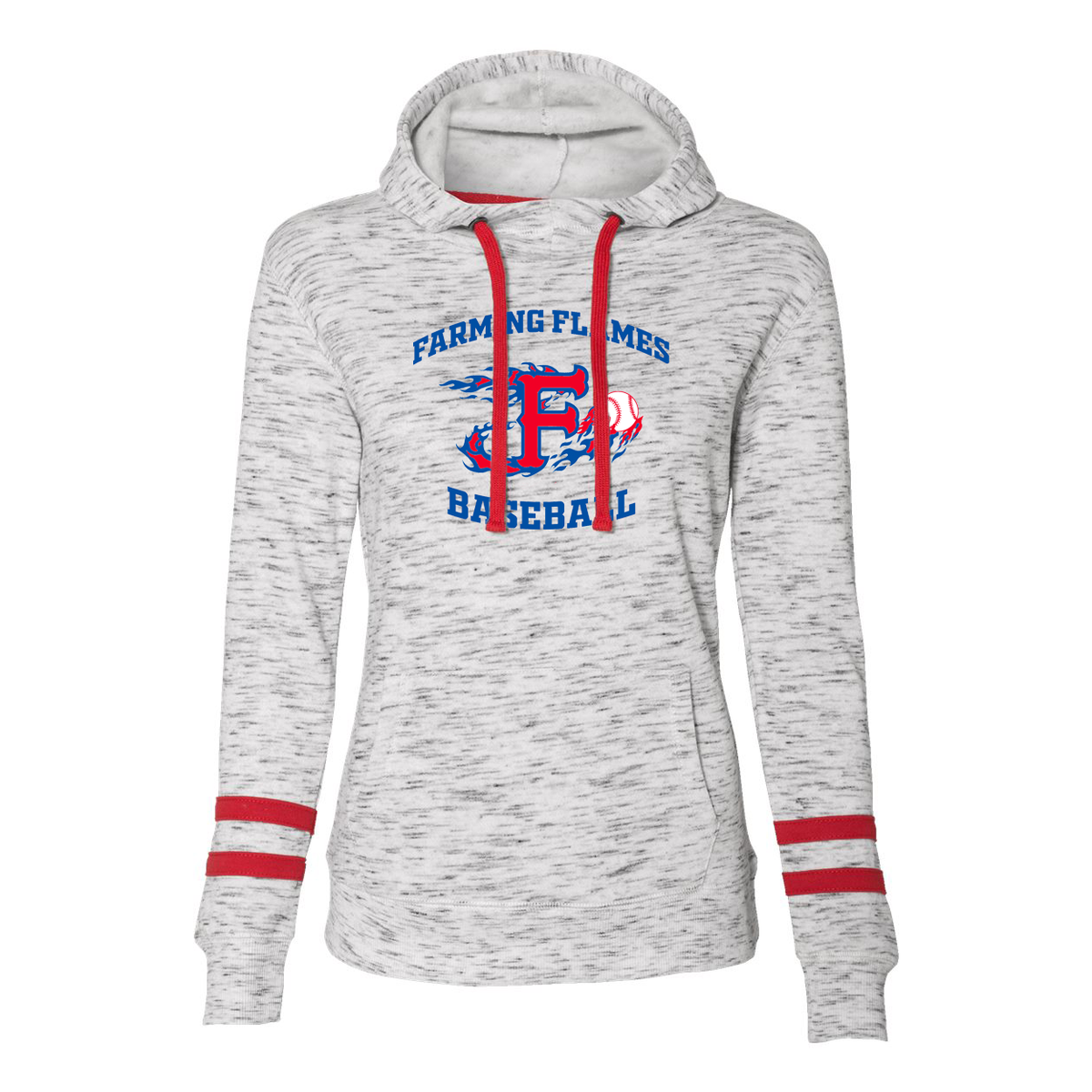 Farming Flames Baseball Club Women's Melange Striped Hoodie