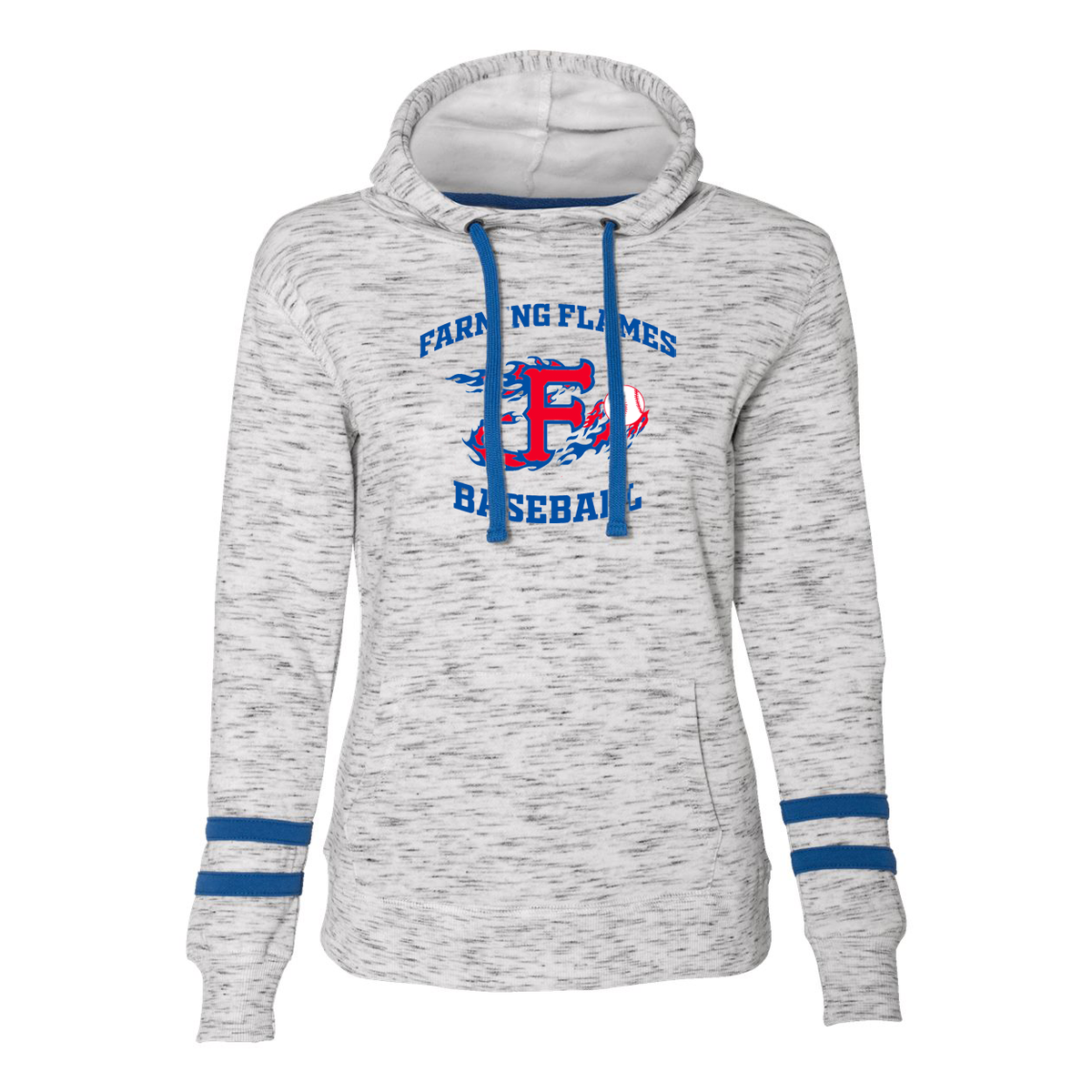 Farming Flames Baseball Club Women's Melange Striped Hoodie