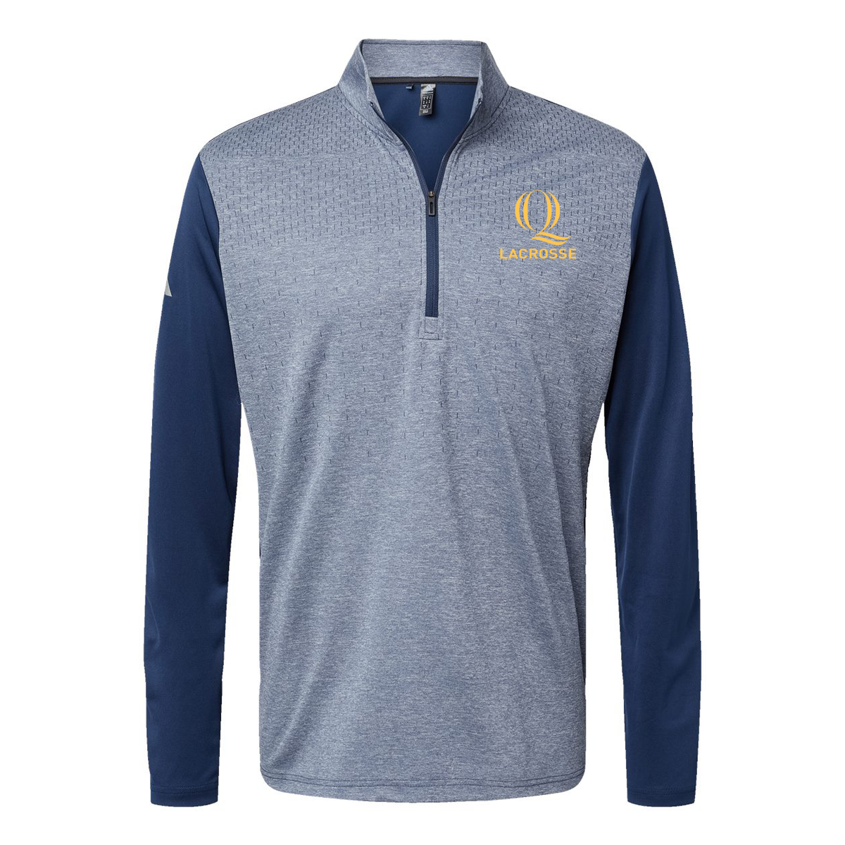 Quinnipiac Men's Lacrosse Adidas Heather Block Print Quarter-Zip Pullover