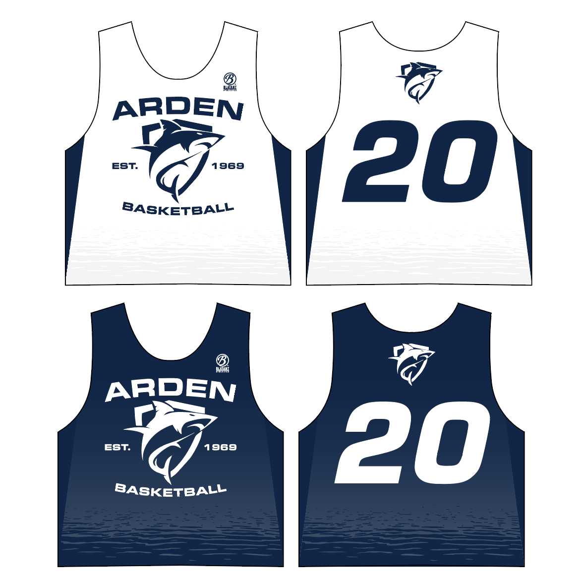 Arden Rec Basketball Sublimated Big Hole Mesh Practice Pinnie