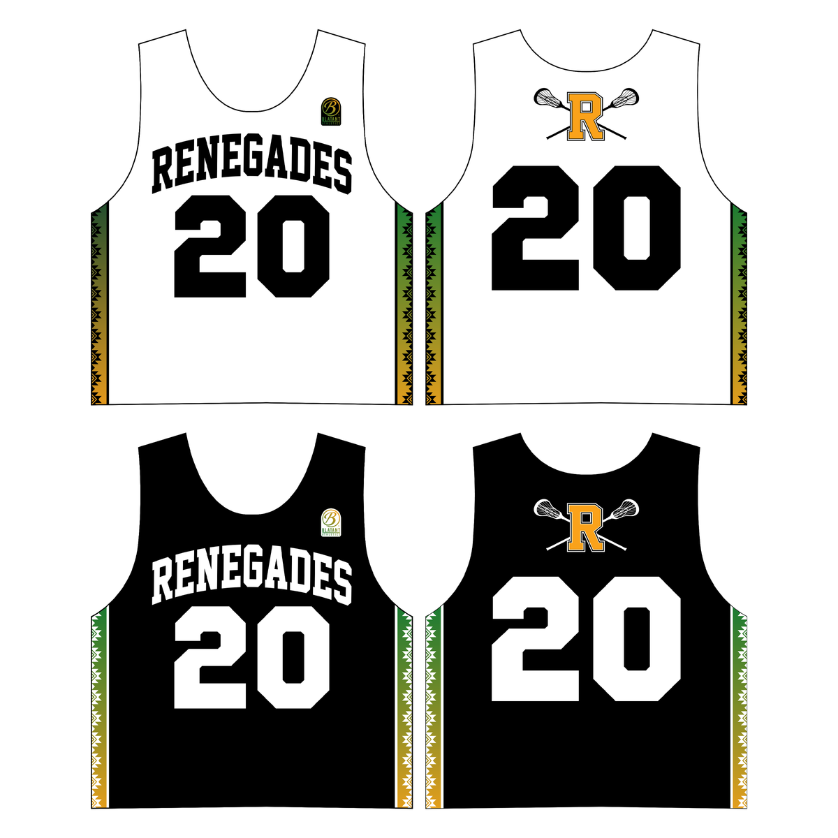 NJ Renegades Lacrosse Boy's Sublimated Big Hole Mesh Practice Pinnie