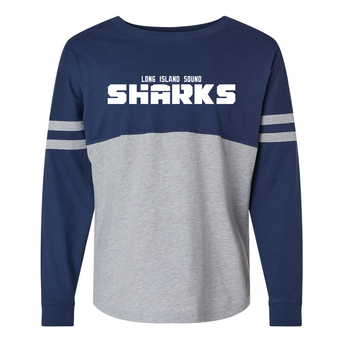 Long Island Sound Sharks Football Women's Pom Pom Long Sleeve Jersey T-Shirt