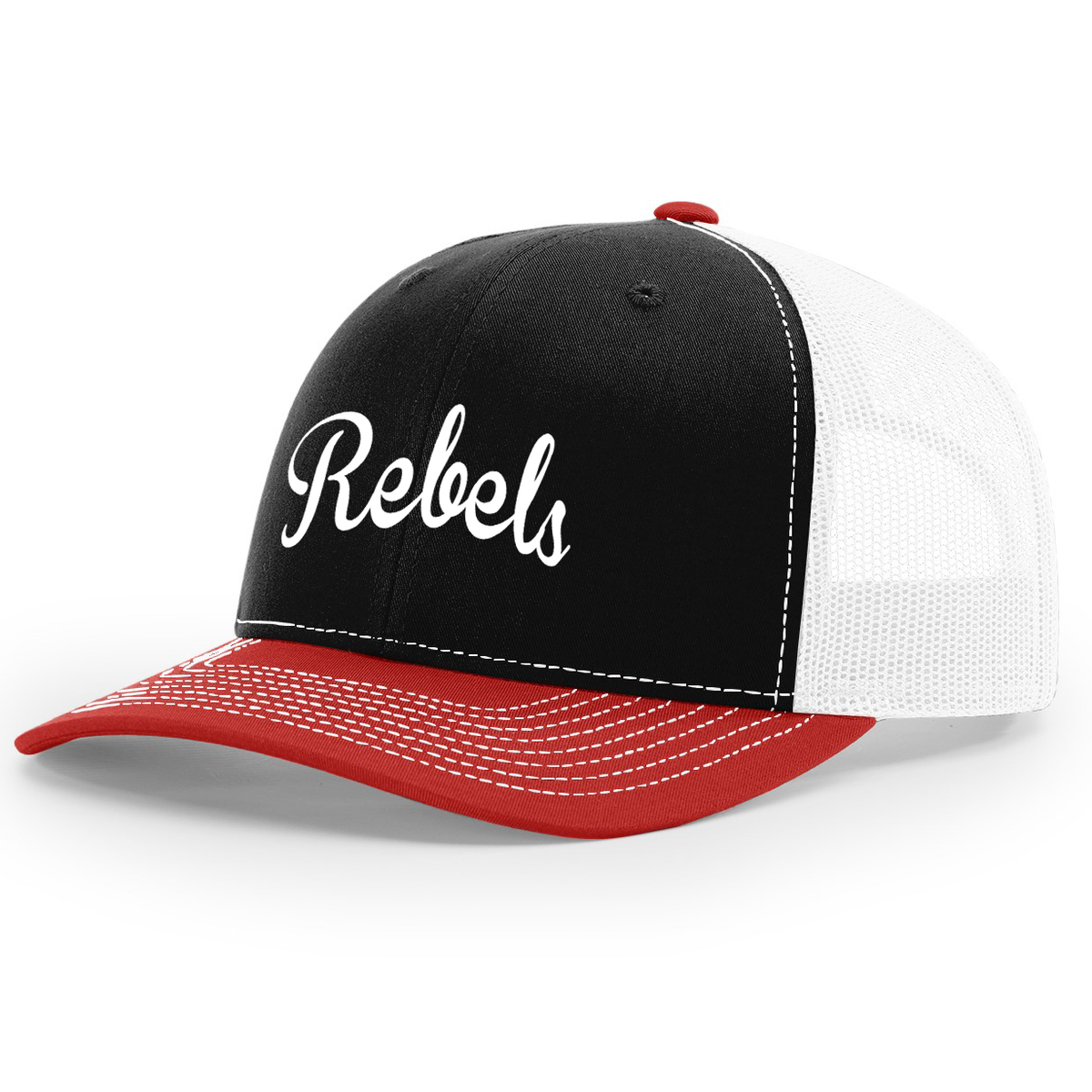 Rebels 2029 Black Richardson Snapback Trucker Cap