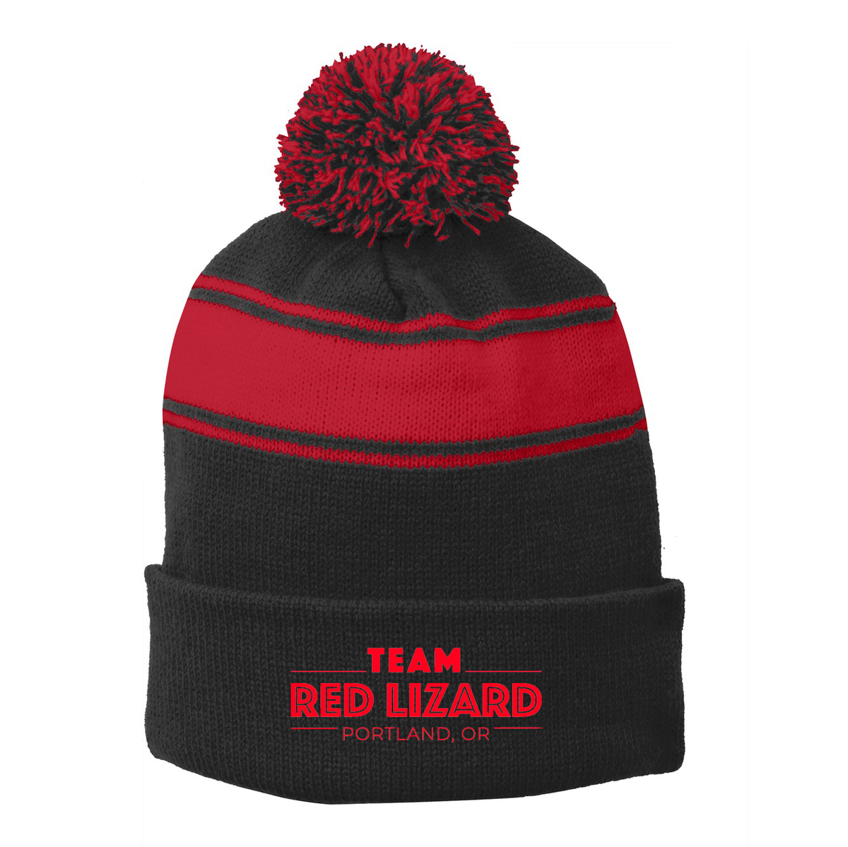 Team Red Lizard Pom Pom Beanie