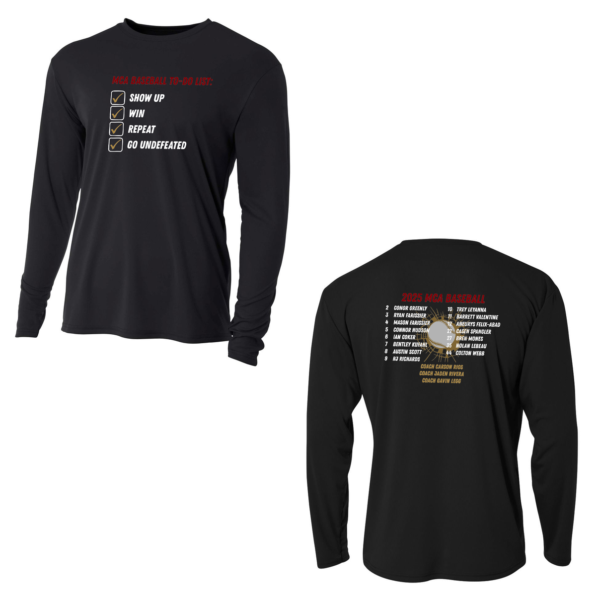 Milford Central Academy Baseball A4 Cooling Performance Long Sleeve Crew