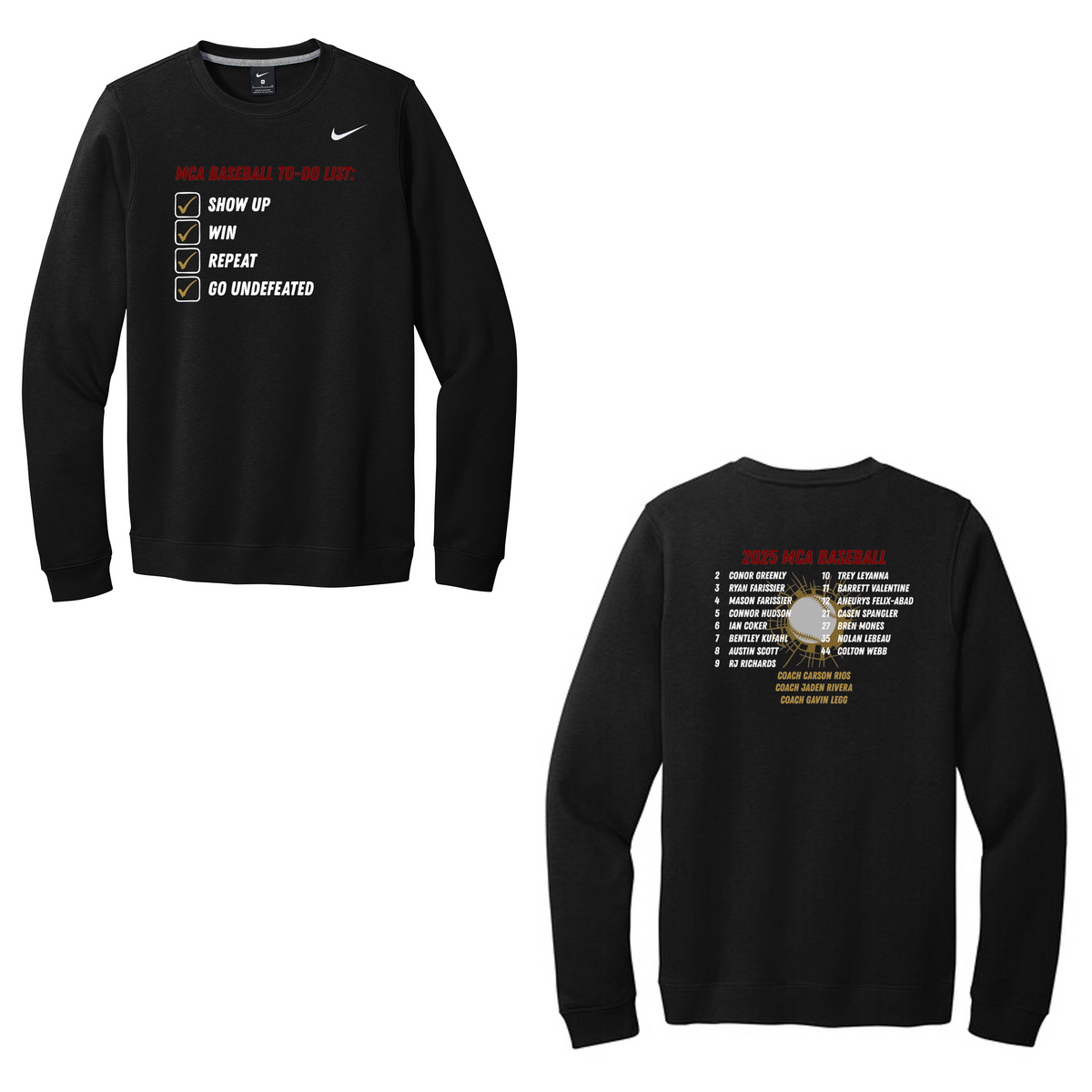Milford Central Academy Baseball Nike Fleece Crew Neck