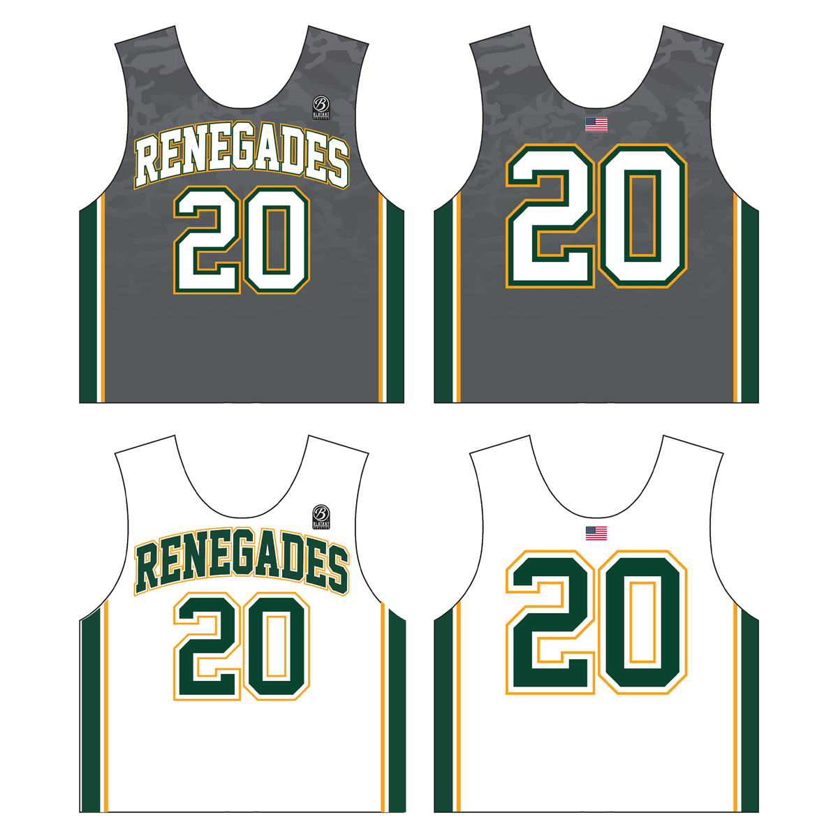 NJ Renegades Lacrosse Premium Boy's Reversible Game Pinnie