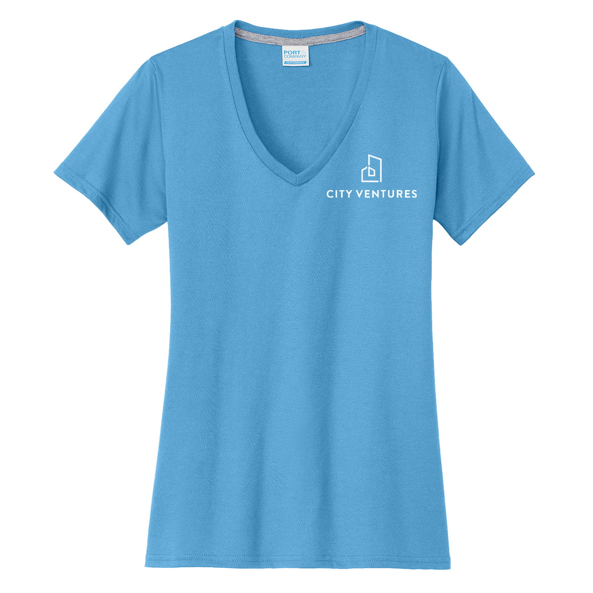 City Ventures Ladies Performance Blend V-Neck Tee