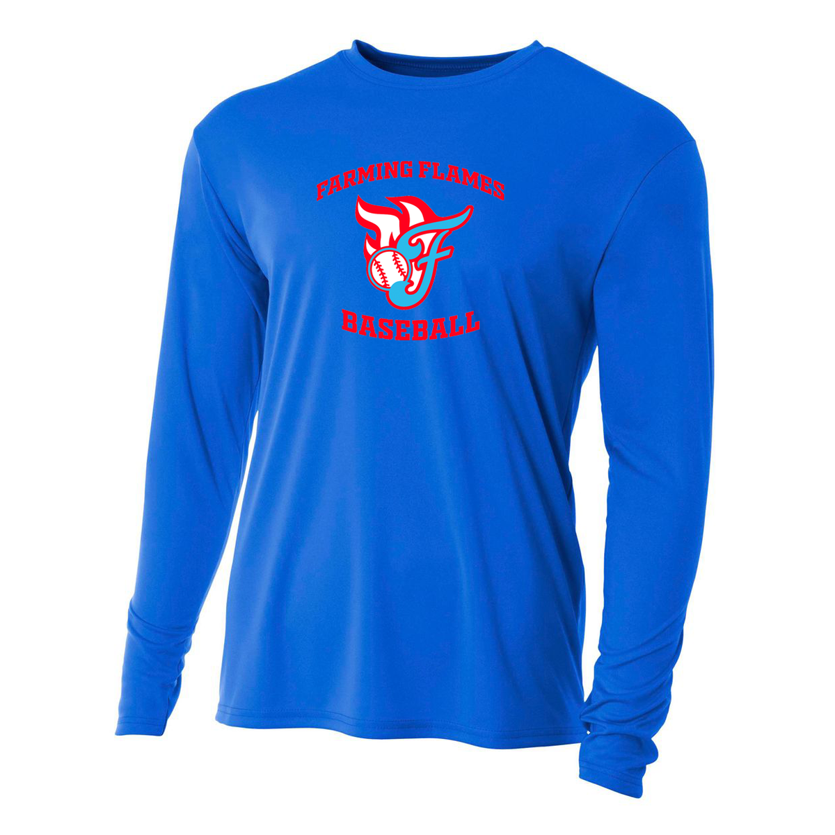 Farming Flames Baseball Club Cooling Performance Long Sleeve Crew