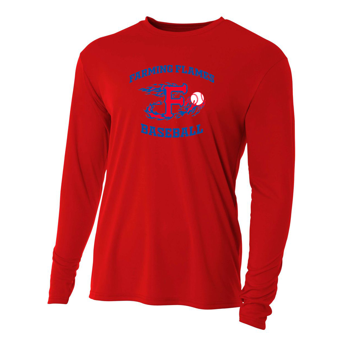 Farming Flames Baseball Club Cooling Performance Long Sleeve Crew