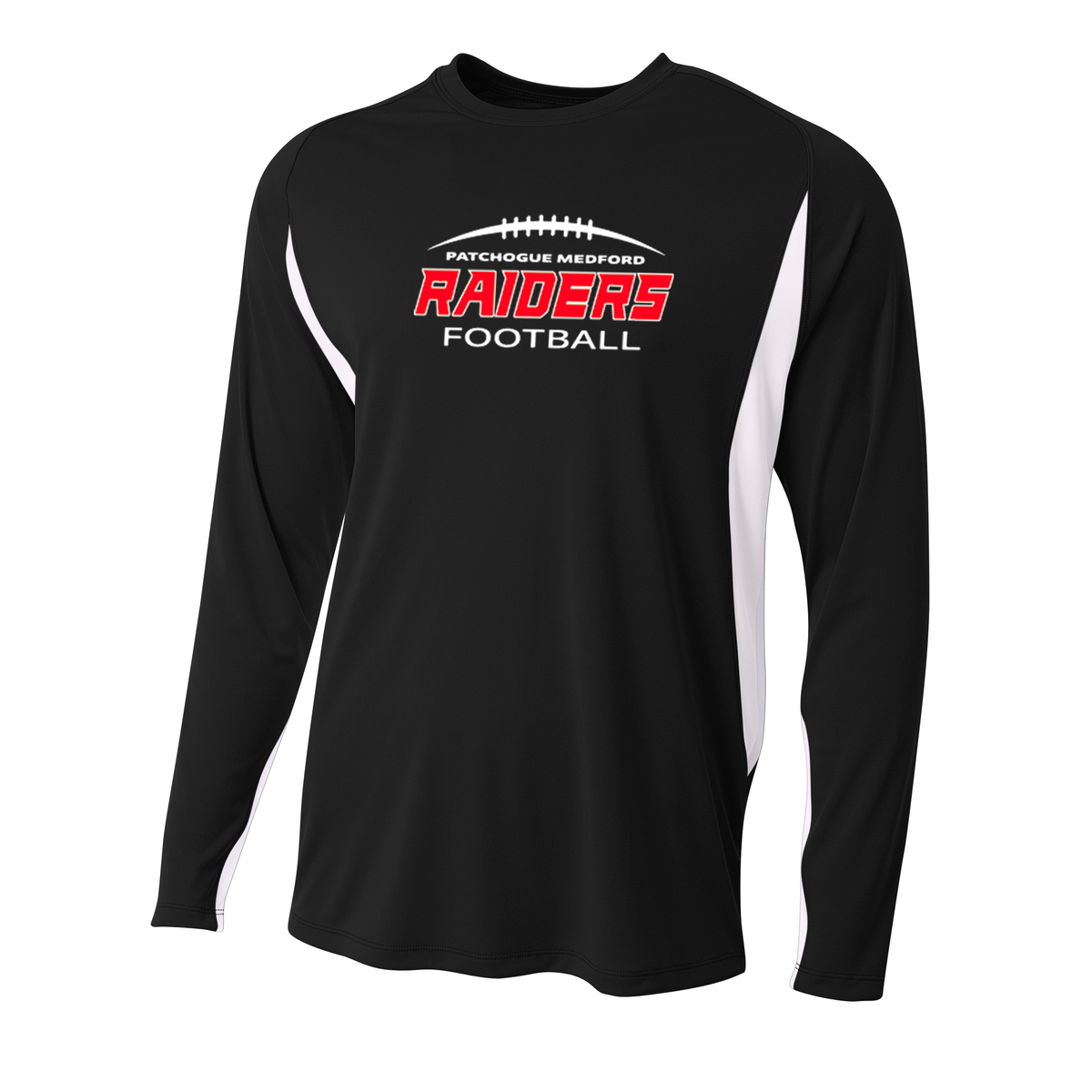 Pat Med Raiders Football Long Sleeve Color Block Cooling Performance Tee