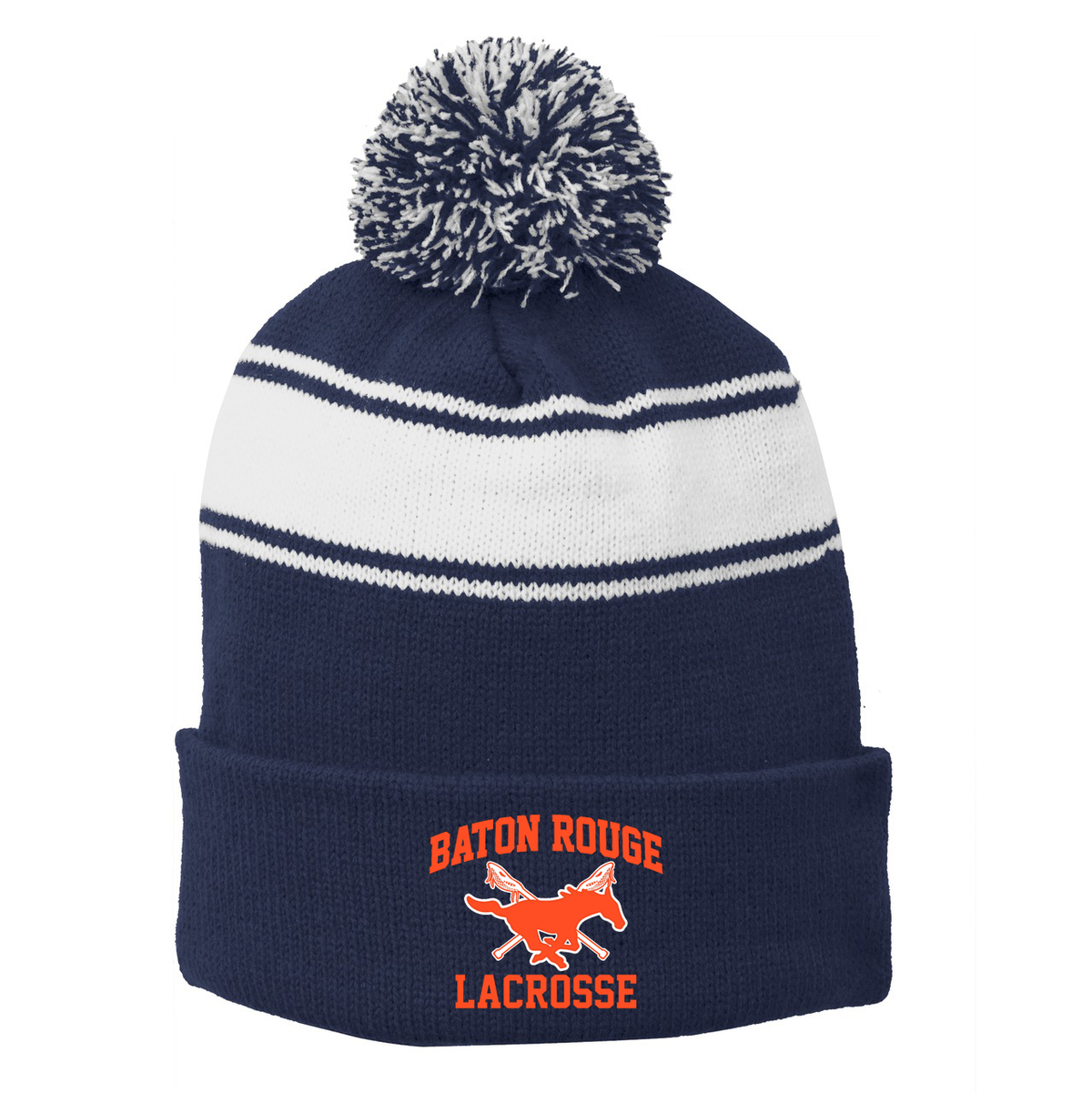 Baton Rouge Mustangs Lacrosse Pom Pom Beanie