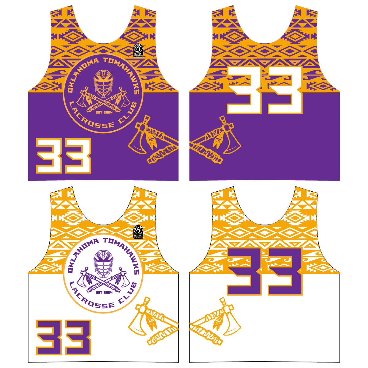 Oklahoma Tomahawks Lacrosse Premium Men's Reversible Pinnie