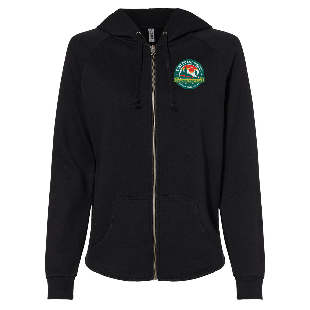 East Coast Hikers Women's Lightweight Wave Wash Full-Zip Hooded Sweatshirt
