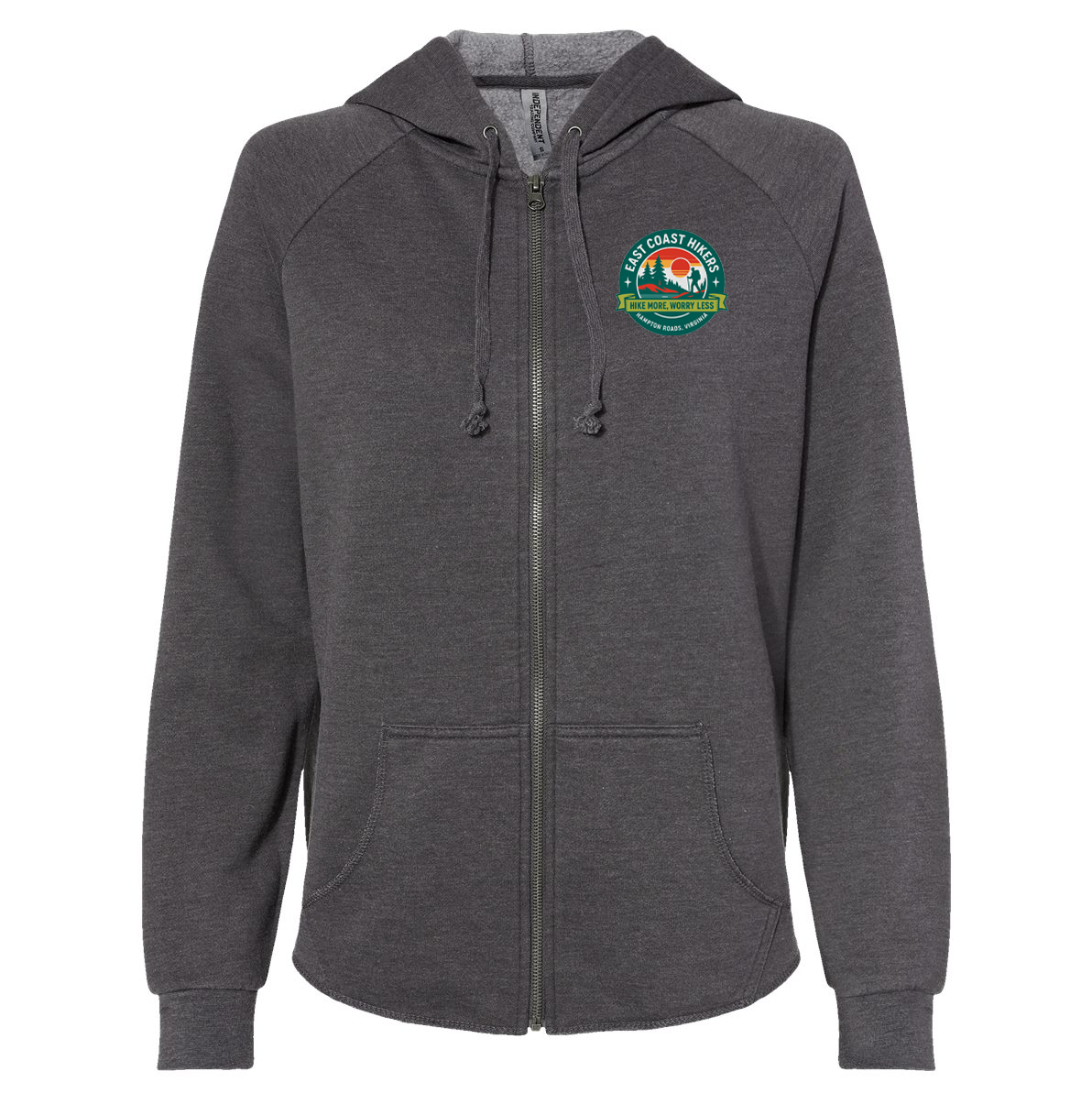 East Coast Hikers Women's Lightweight Wave Wash Full-Zip Hooded Sweatshirt