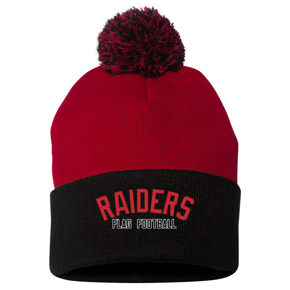 PM Raiders Flag Football Pom-Pom Beanie