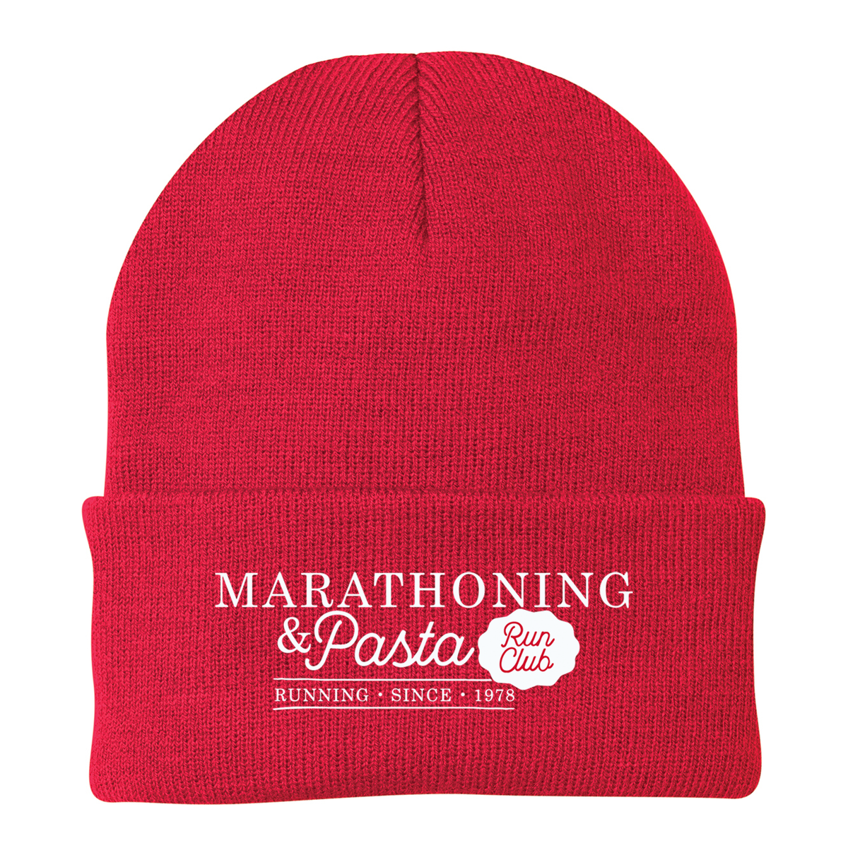 Marathoning and Pasta Club Knit Beanie