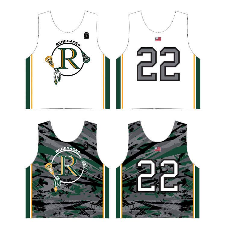 NJ Renegades Lacrosse Boy's Sublimated Big Hole Mesh Practice Pinnie
