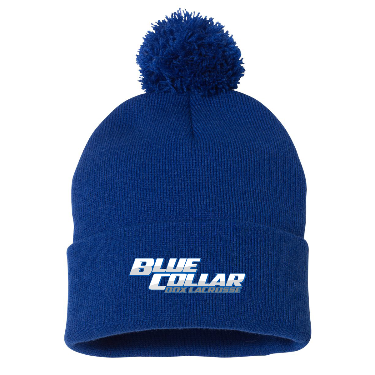 Blue Collar Box Lacrosse Pom-Pom Beanie