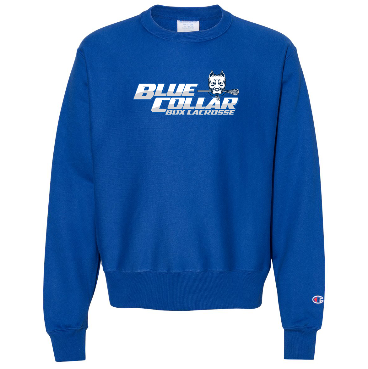 Blue Collar Box Lacrosse Champion Reverse Weave Crewneck Sweatshirt