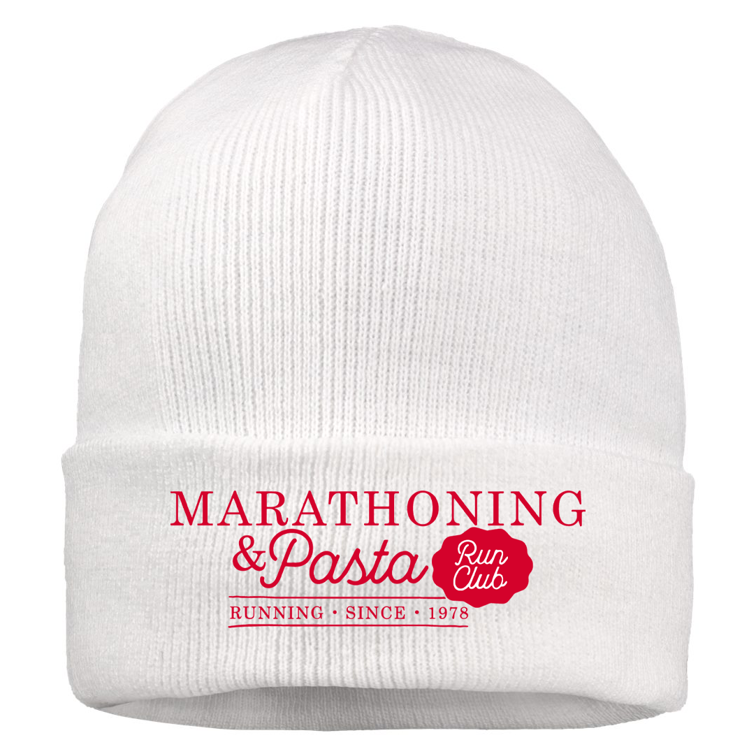 Marathoning and Pasta Club Fleece Lined 12" Cuffed Beanie