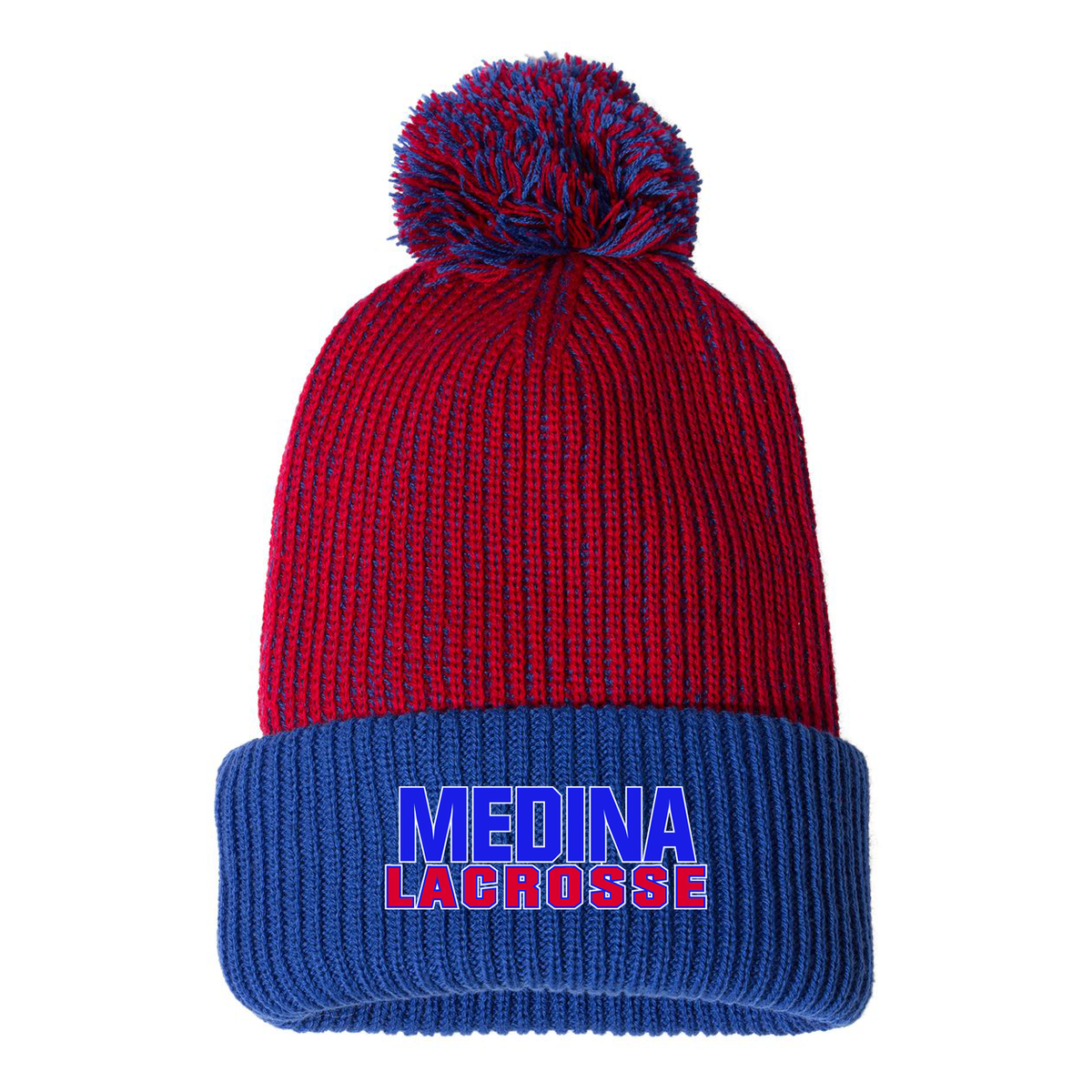 Medina Mustangs Lacrosse Speckled Knit Pom Beanie