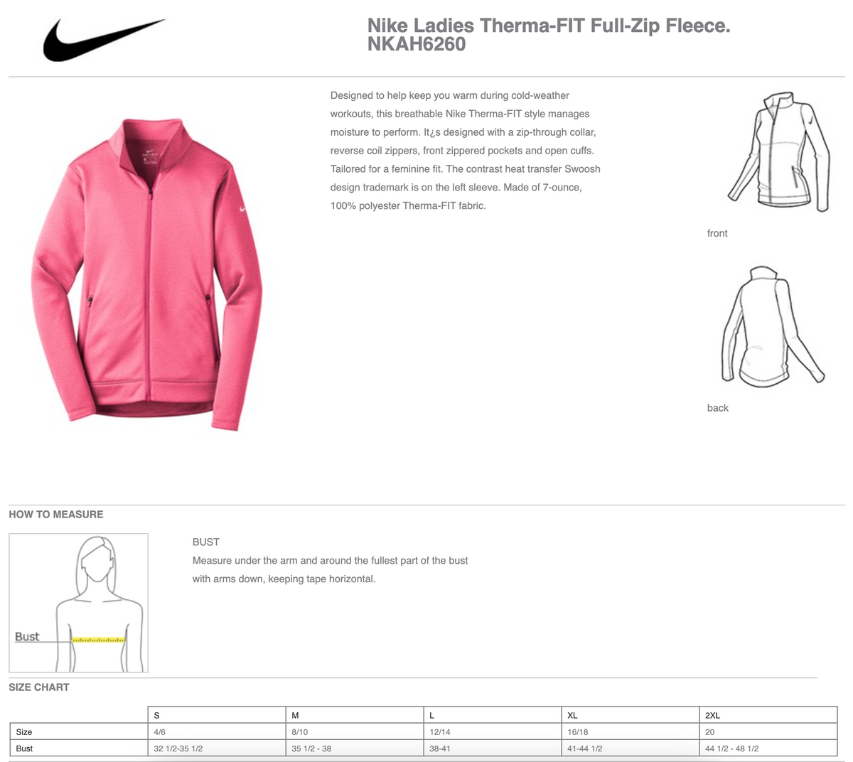 Garrison Steel Ladies Nike Therma-Fit Full Zip Fleece