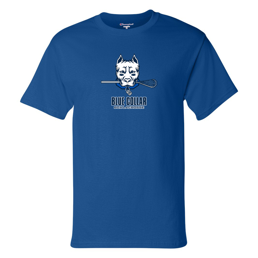 Blue Collar Box Lacrosse Champion Short Sleeve T- Shirt