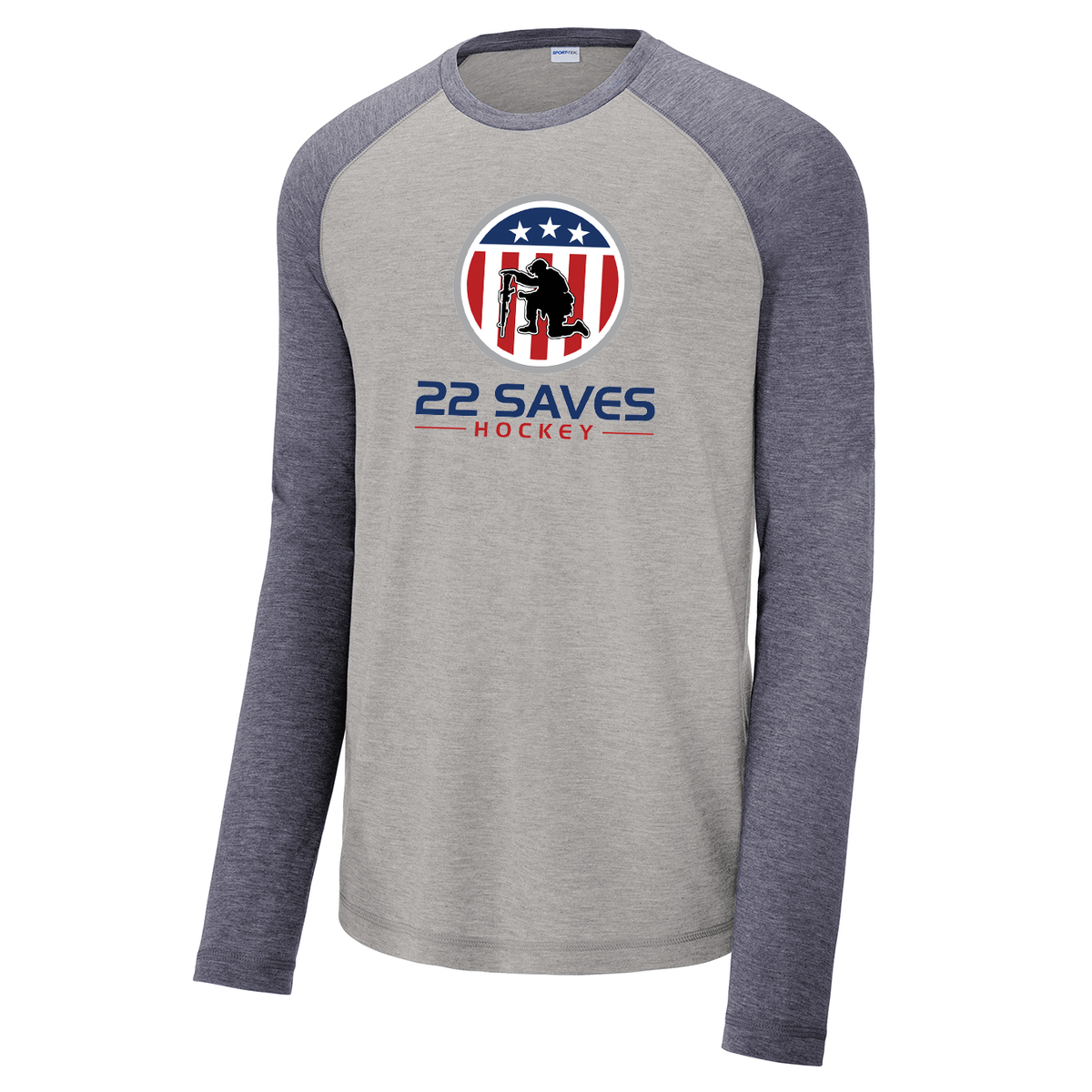 22 Saves Hockey Long Sleeve Raglan CottonTouch