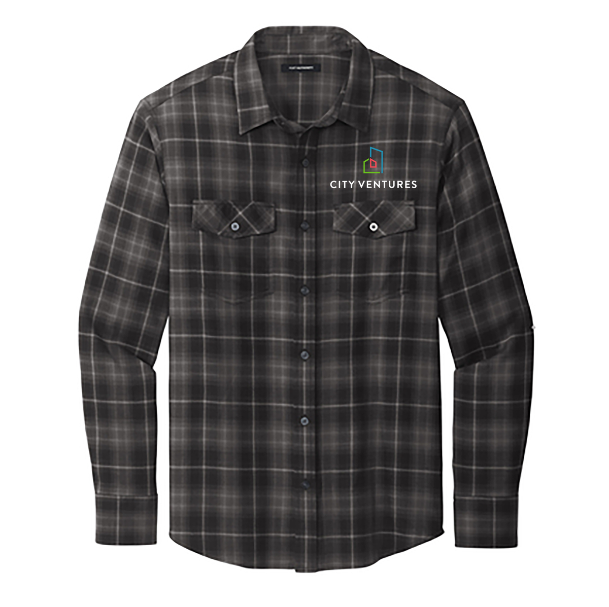 City Ventures Long Sleeve Ombre Plaid Shirt