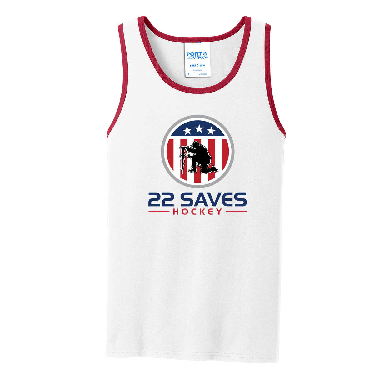 22 Saves Hockey Sleeveless Cotton Tank Top