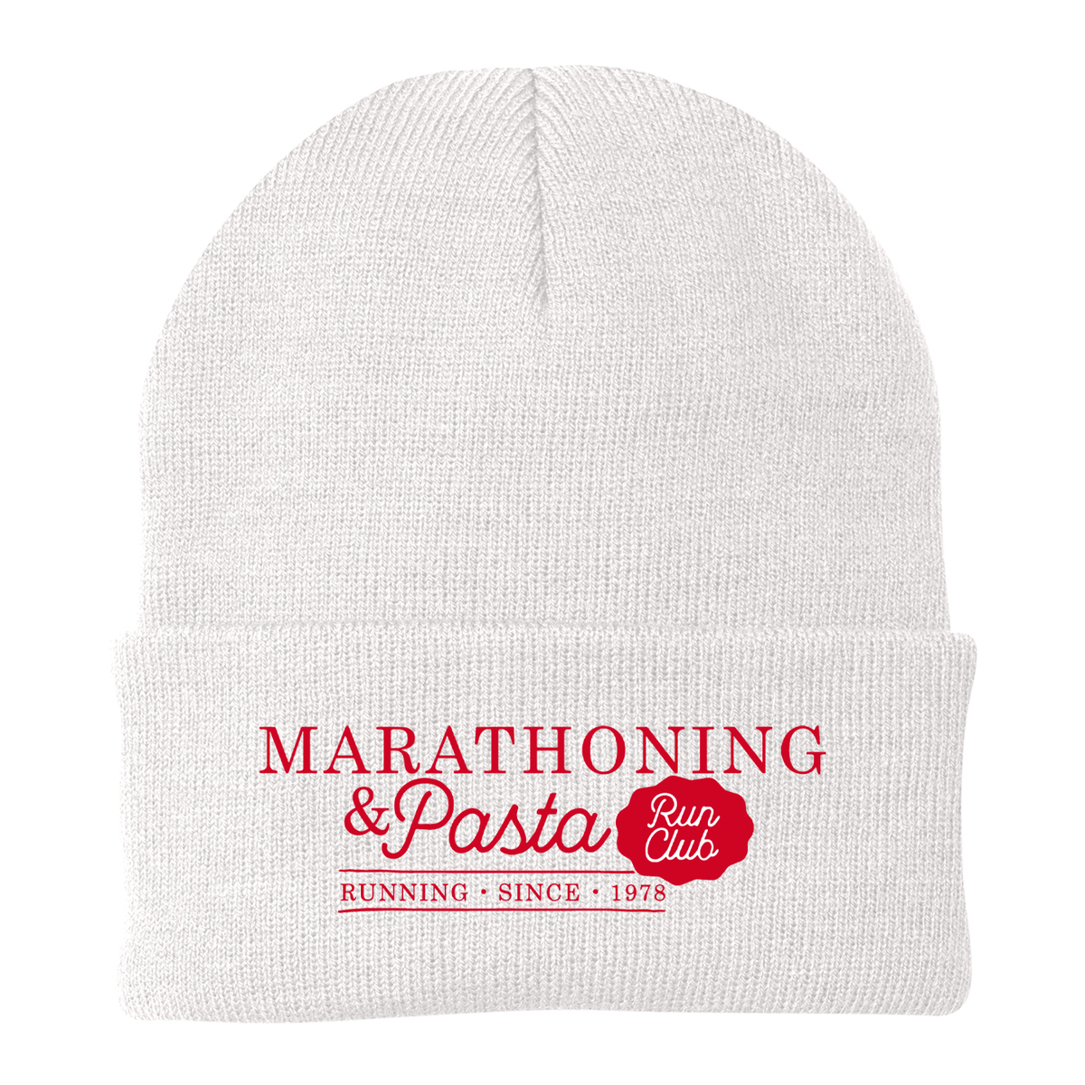 Marathoning and Pasta Club Knit Beanie