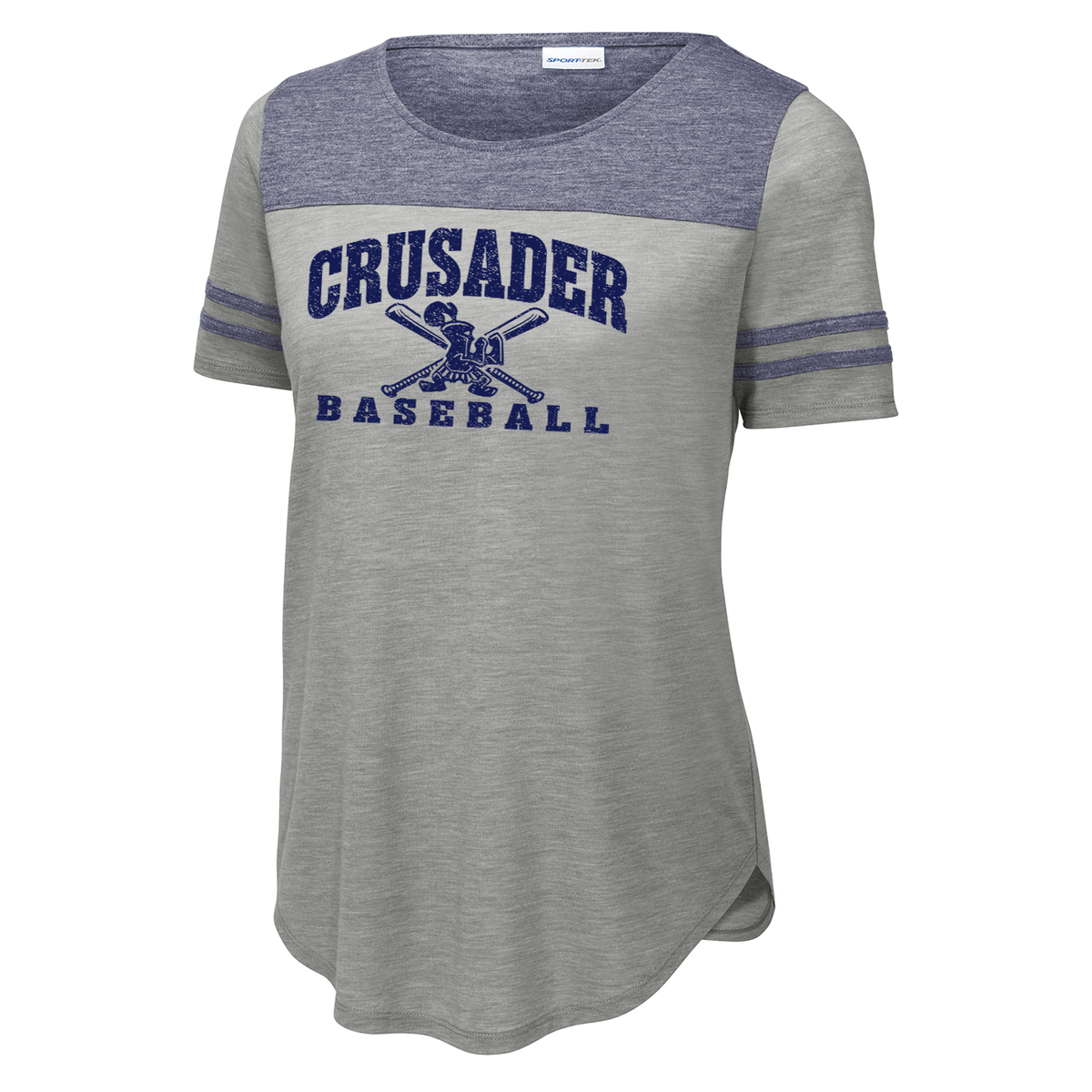 Morris Catholic Crusaders Baseball Ladies Tri-Blend Wicking Tee