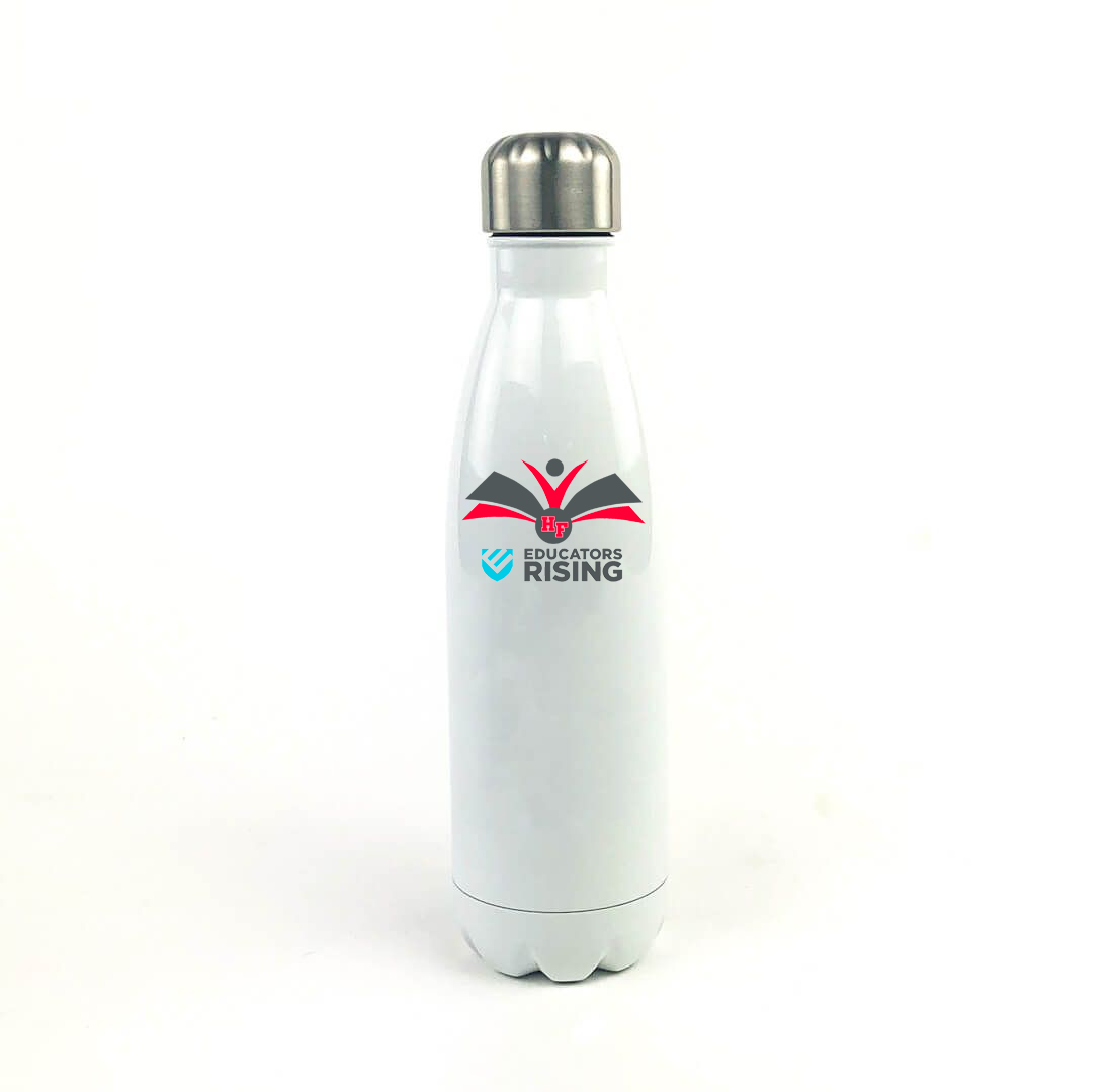 HF Educators Rising 17 Oz. White Stainless Steel Water Bottle