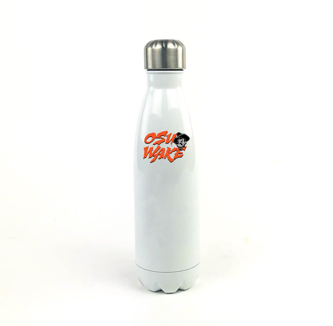 OK State Wakeboarding 17 Oz. White Stainless Steel Water Bottle
