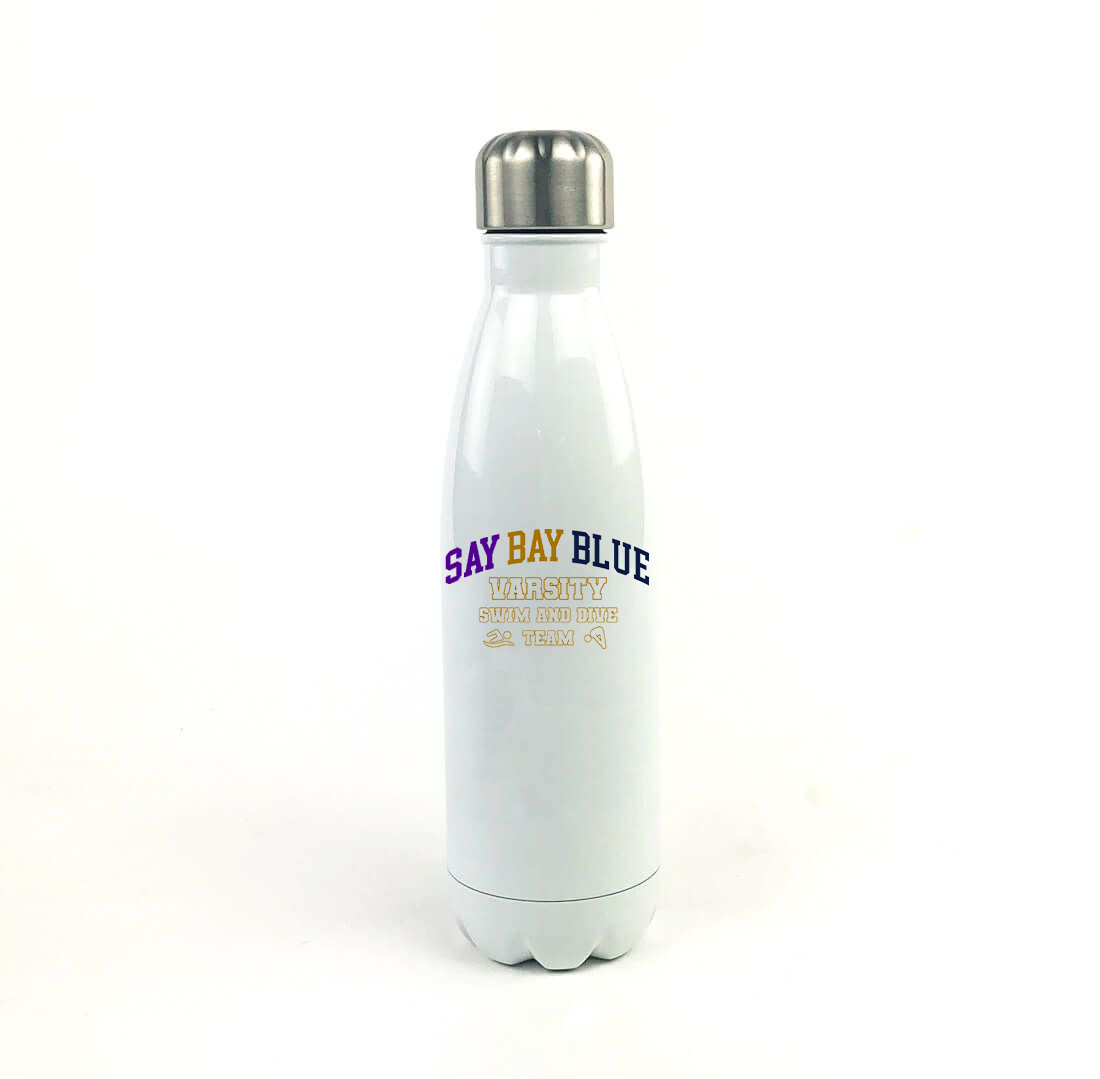 SayBayBlue Swim 17 Oz. White Stainless Steel Water Bottle