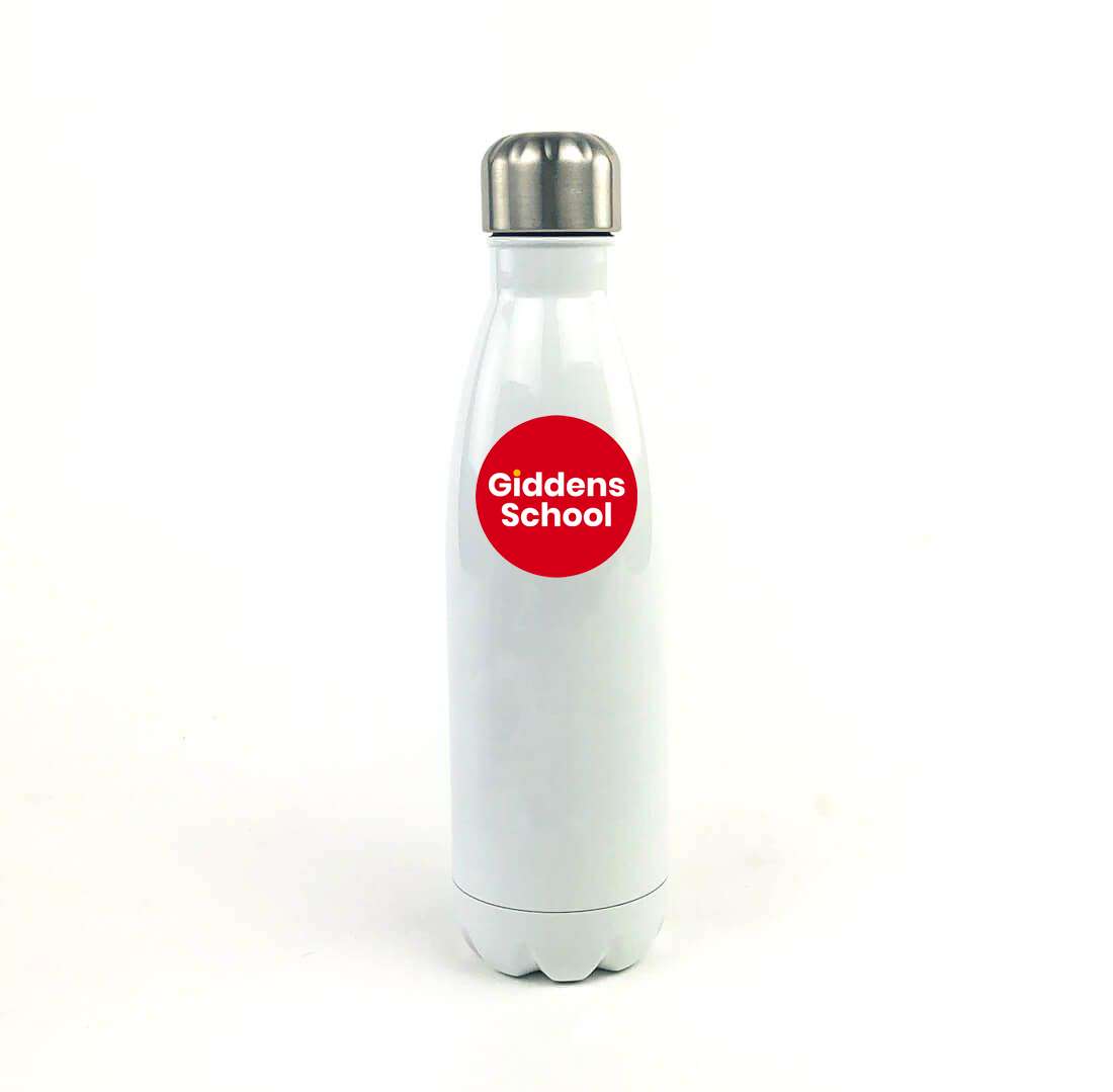 Giddens School 17 Oz. White Stainless Steel Water Bottle