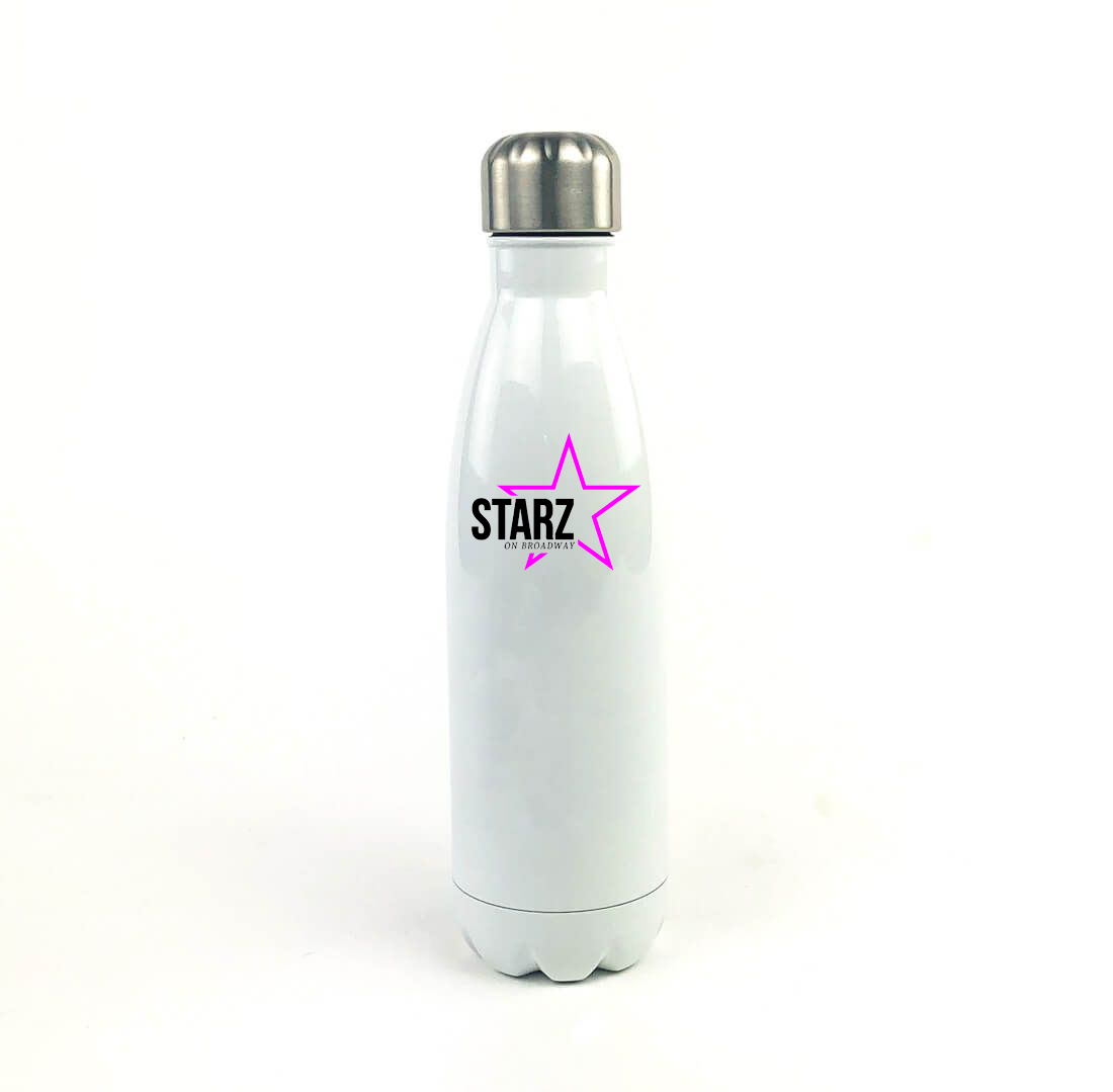 Starz on Broadway 17 Oz. White Stainless Steel Water Bottle